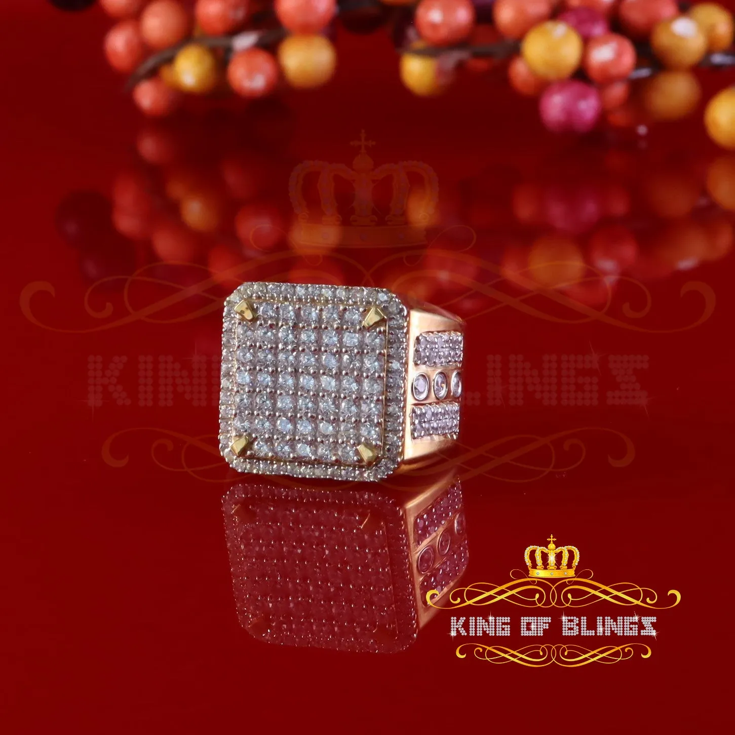 King Of Bling's Big Look yellow Sterling Silver 4.90ct Cubic Zirconia Square Men's Ring SZ 9