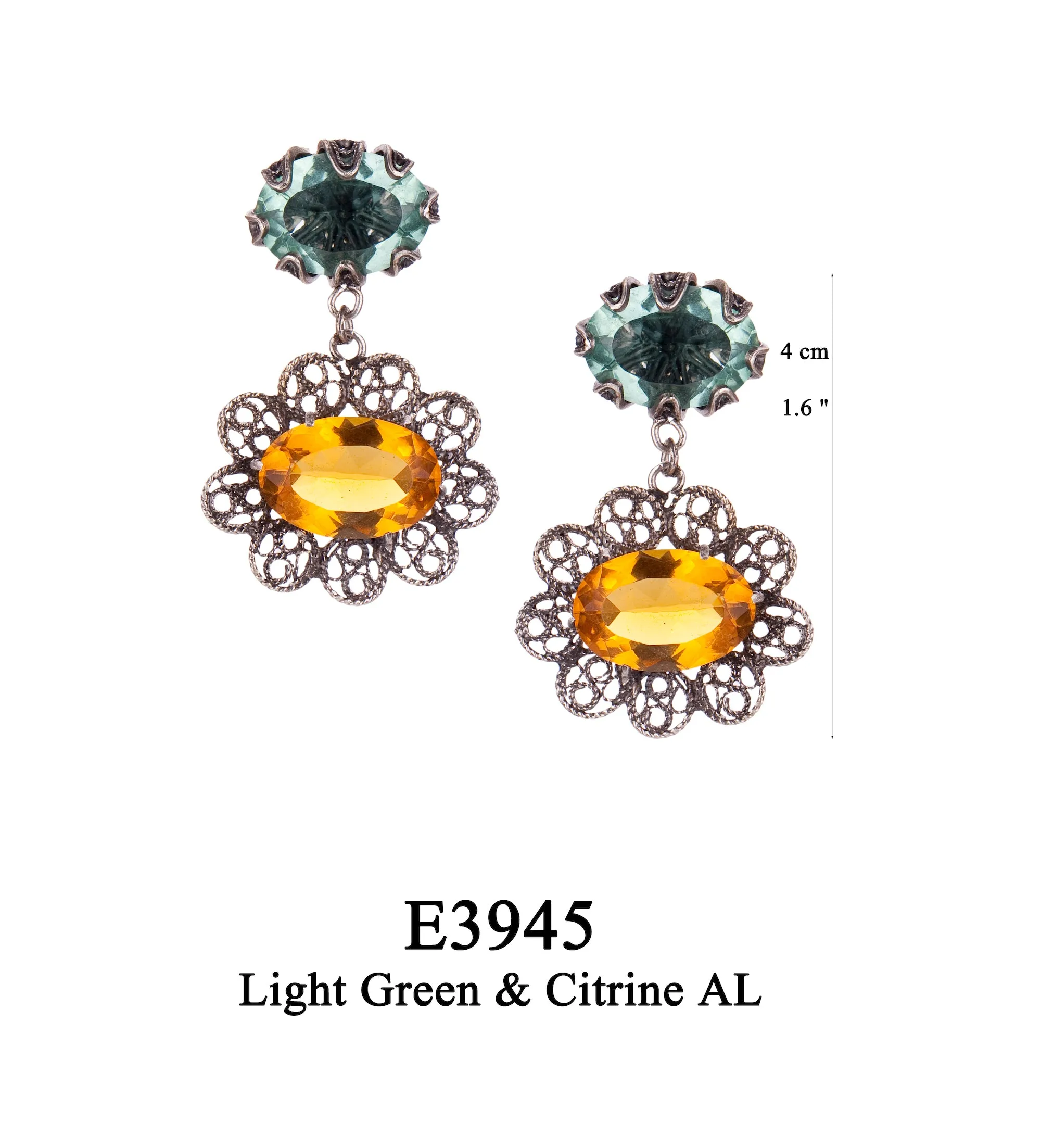 Lemuria Citrine Filigree Drop Earrings