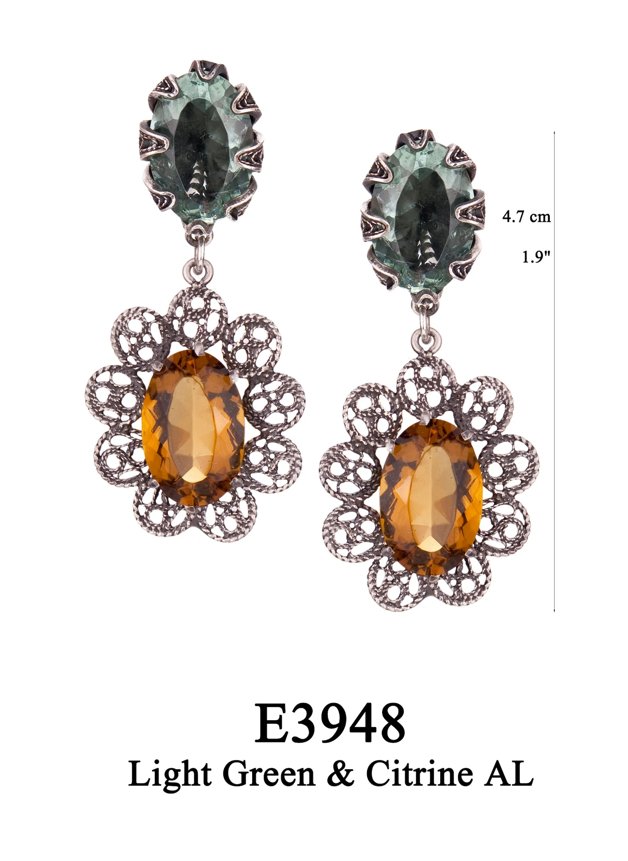 Lemuria Citrine Filigree Oval Drop Earrings