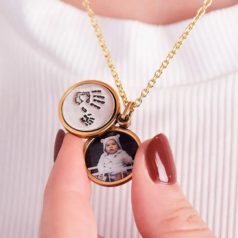 Little Handprints Personalized Photo Locket Necklace