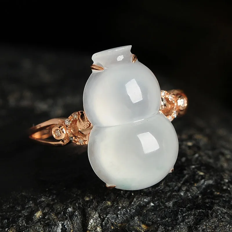Natural Jade Ring Jadeite Gold Gourd Ring RG74