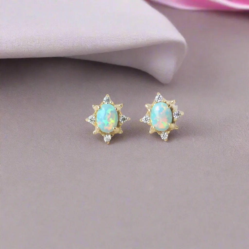 Opal Zircon Studs