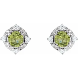 Peridot Earrings with Diamonds