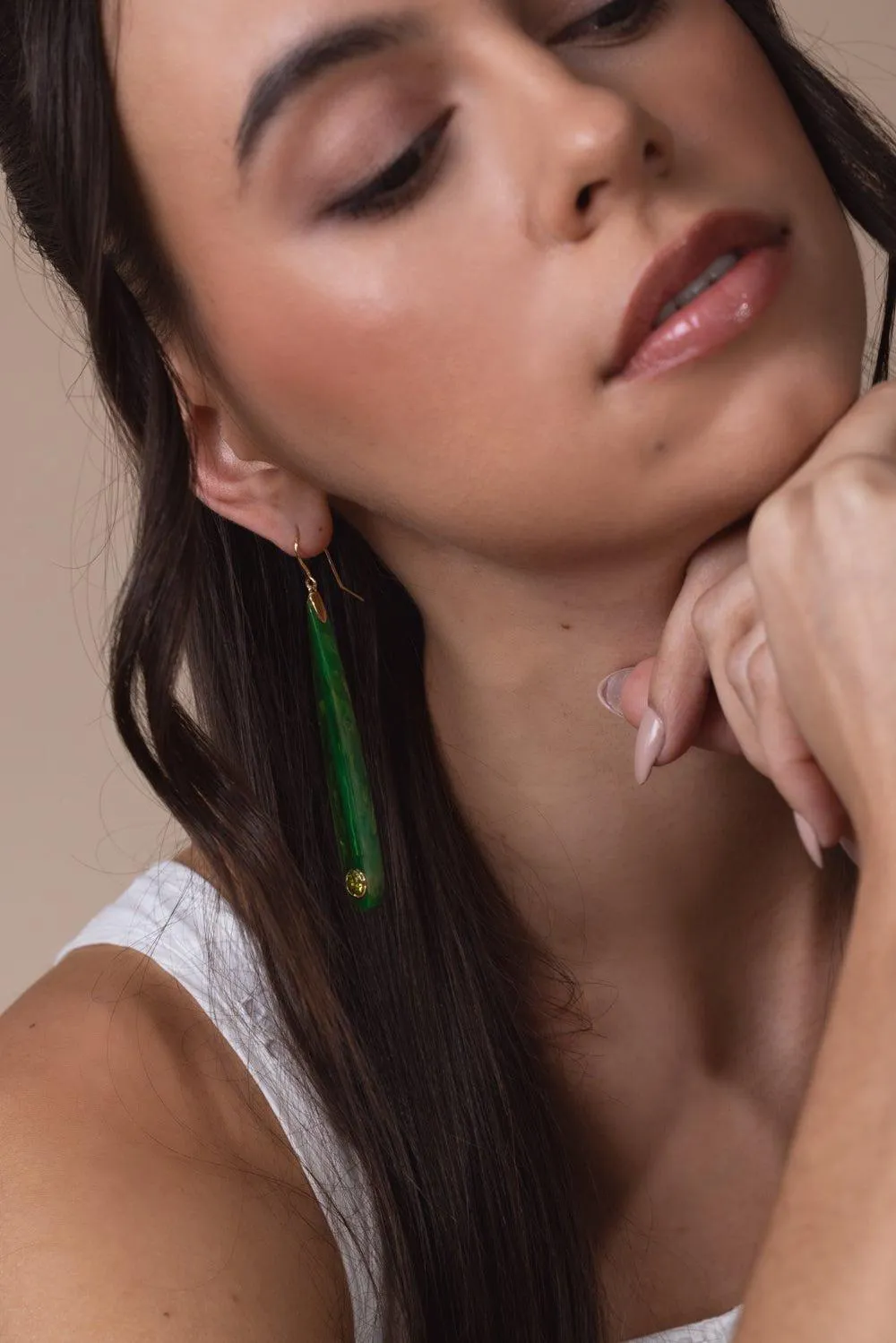 Peridot Green Bakelite Earrings
