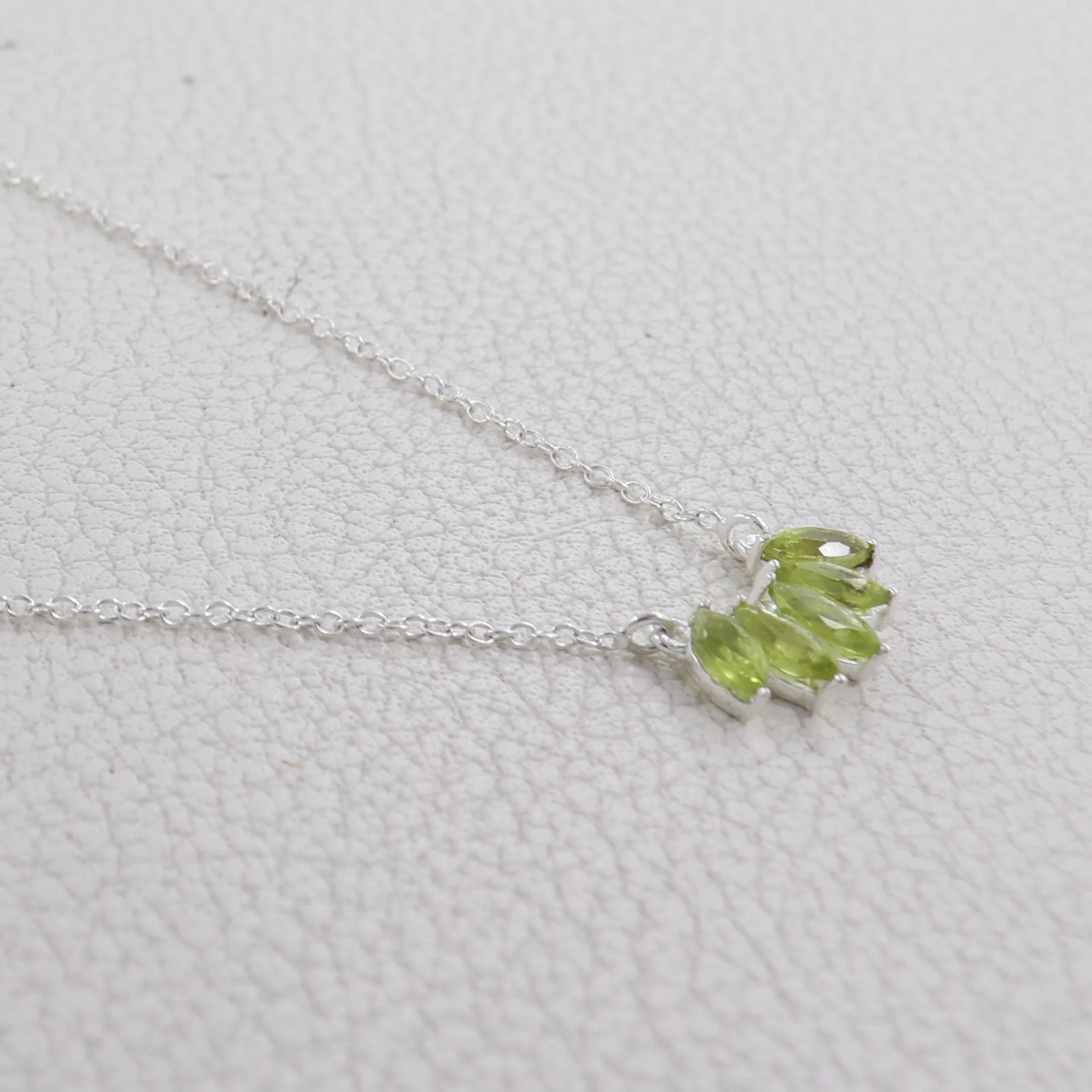 Peridot Marquise Cut Gemstone Necklace 925 Sterling Silver Necklace
