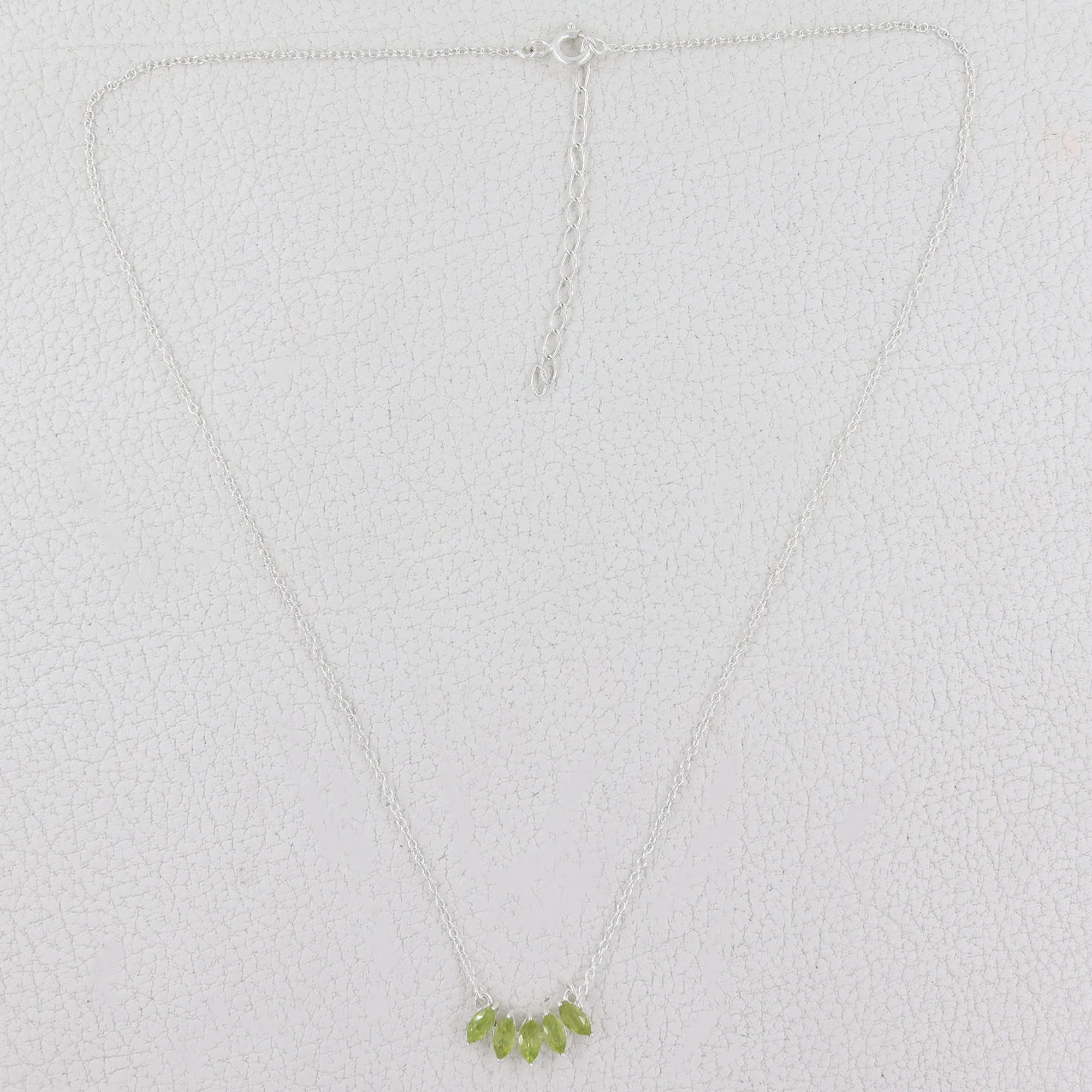 Peridot Marquise Cut Gemstone Necklace 925 Sterling Silver Necklace