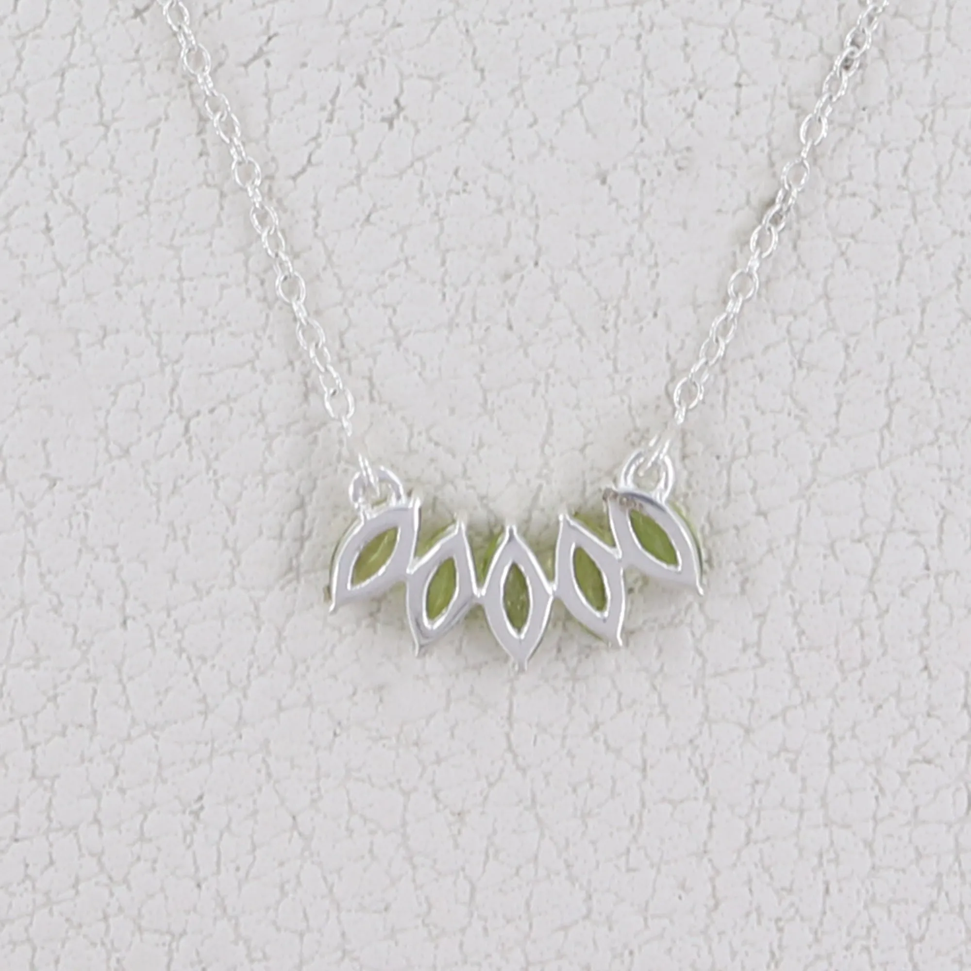 Peridot Marquise Cut Gemstone Necklace 925 Sterling Silver Necklace