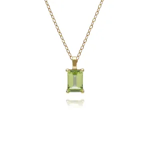 Péridot Collier, 9 CT Péridot or Jaune Pierre Unique Baguette 45cm Collier