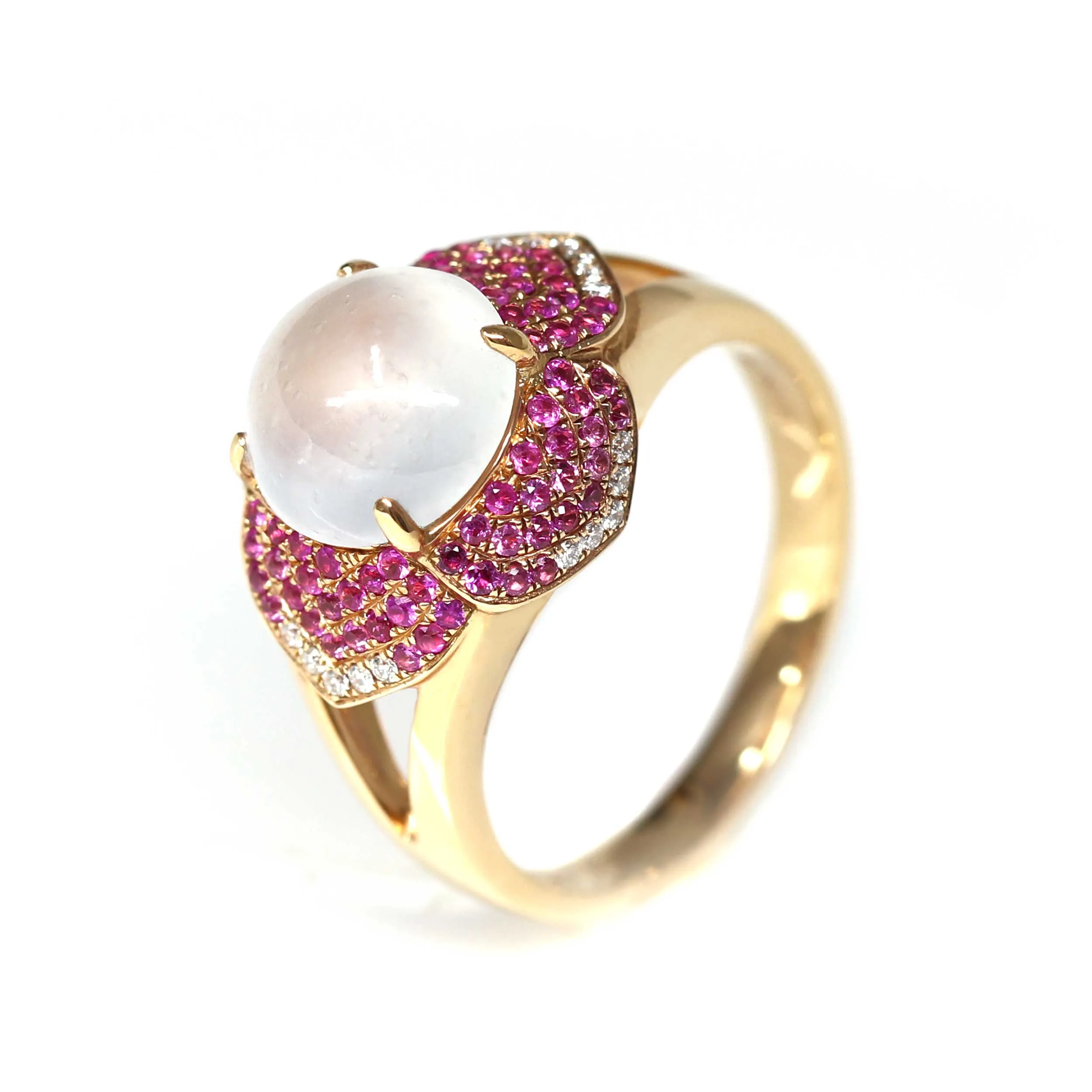 RealJade® "Blooming Rose" 18k Rose Gold Natural Ice Jadeite Jade Engagement Ring