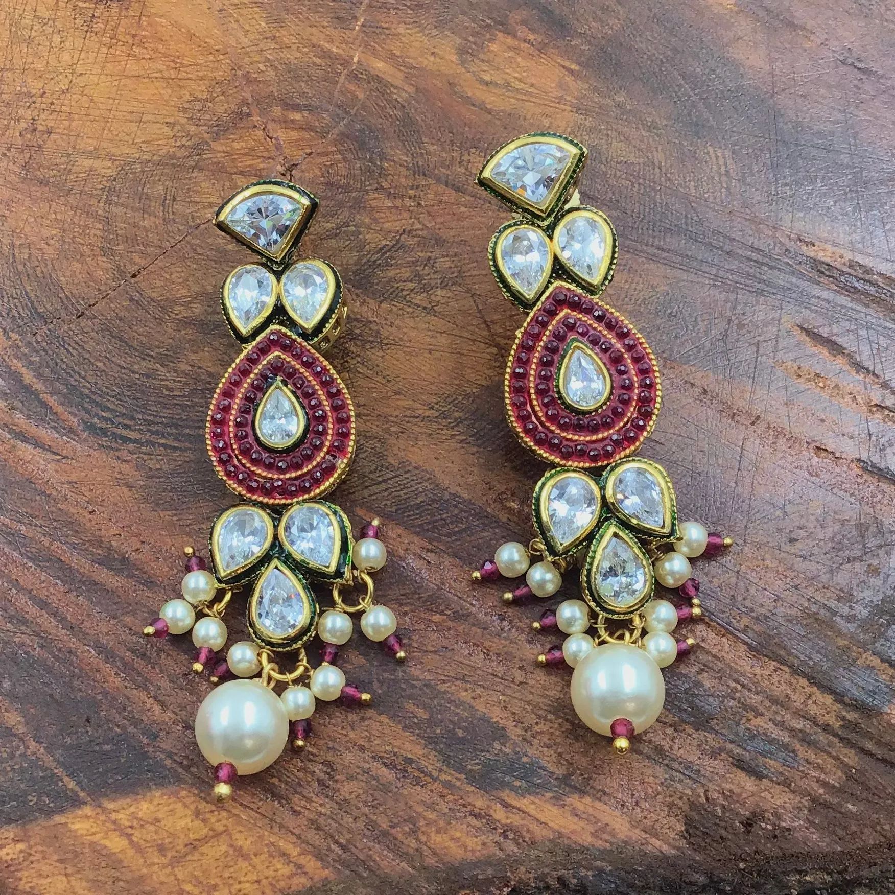 Ruby Polki Necklace Set 11543-7649