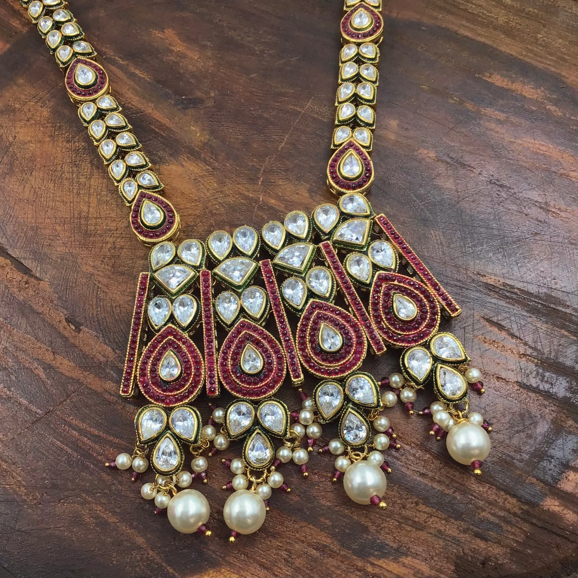 Ruby Polki Necklace Set 11543-7649