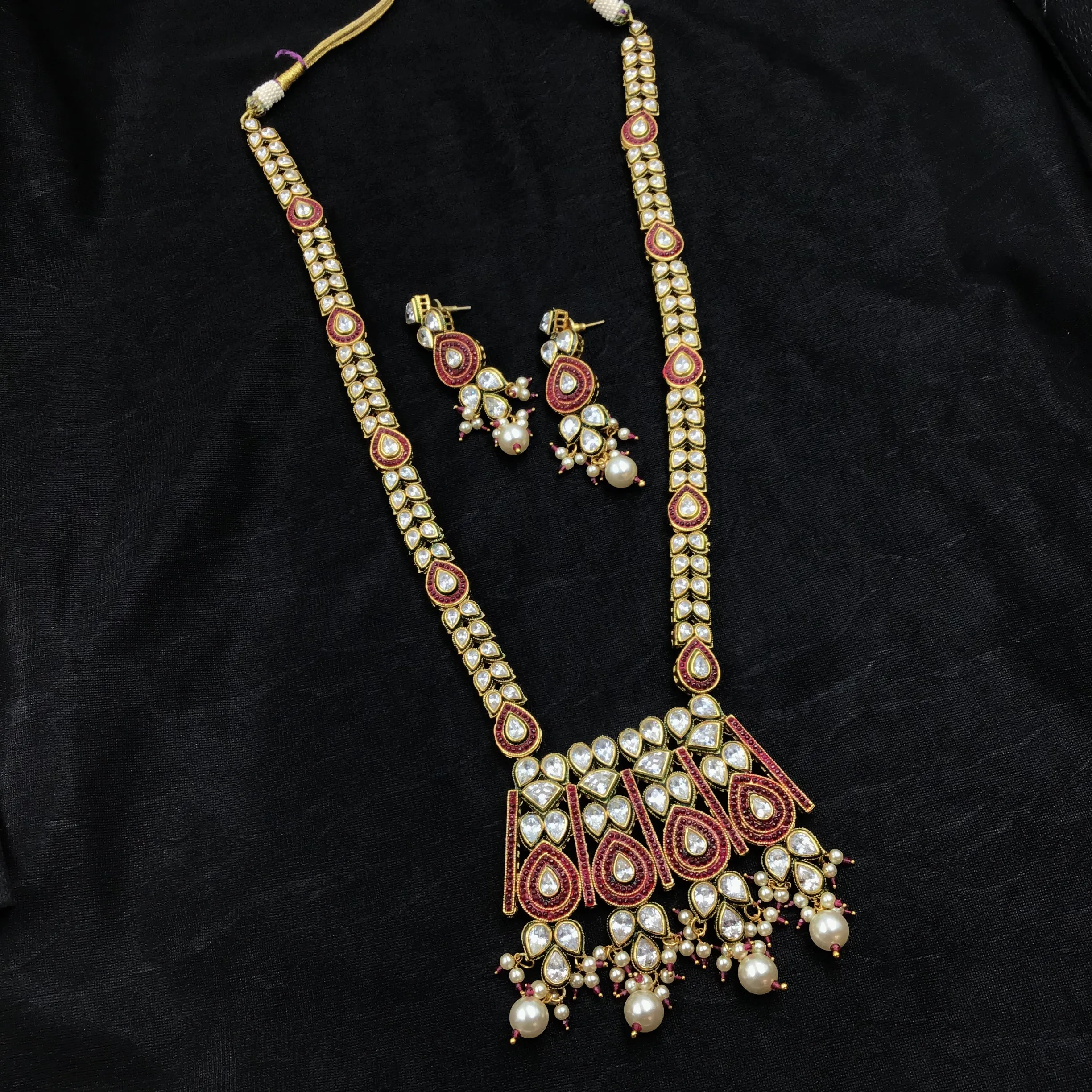 Ruby Polki Necklace Set 11543-7649