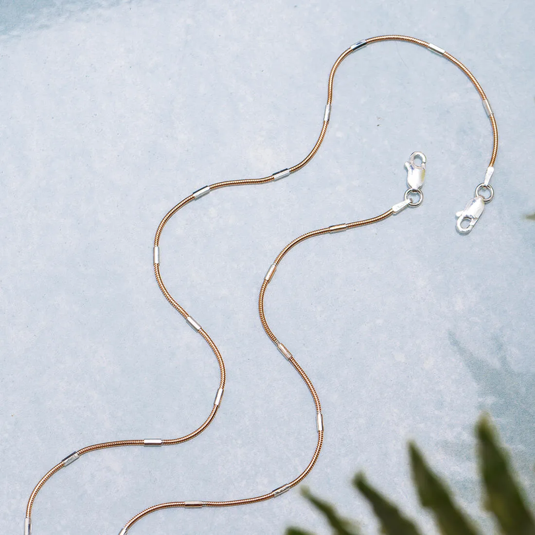 Sensational 925 Silver Snake Anklet In Rose Gold