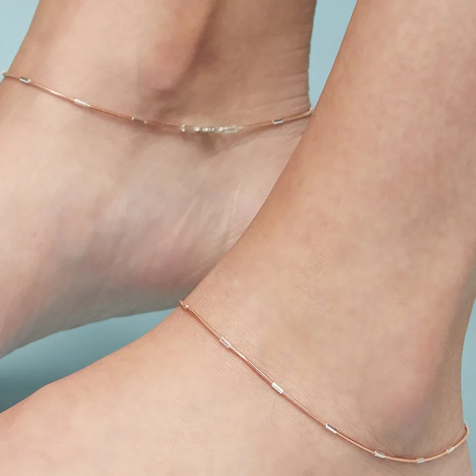 Sensational 925 Silver Snake Anklet In Rose Gold