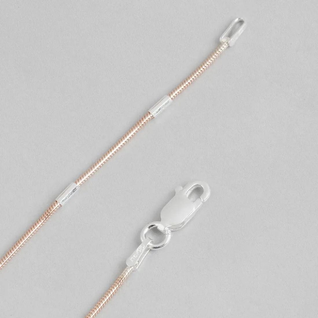 Sensational 925 Silver Snake Anklet In Rose Gold