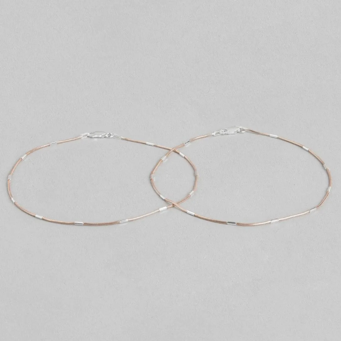 Sensational 925 Silver Snake Anklet In Rose Gold