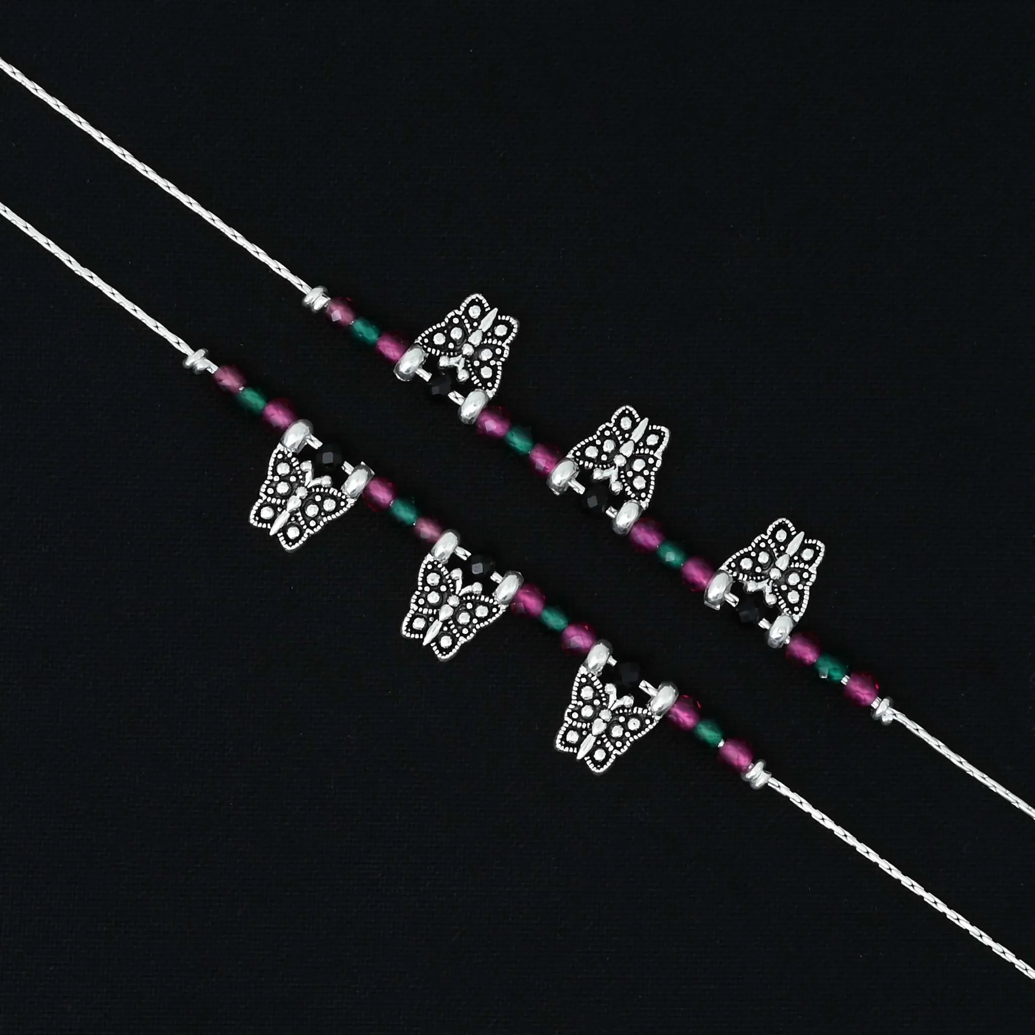 Silver Butterfly Design Payal for Girls