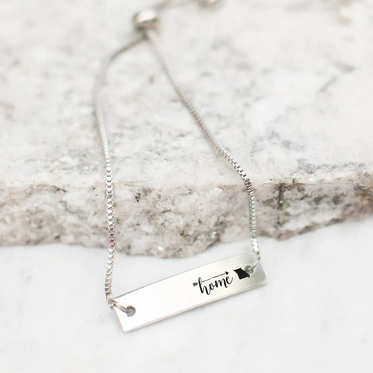 Silver Home is Missouri Adjustable Bar Bracelet