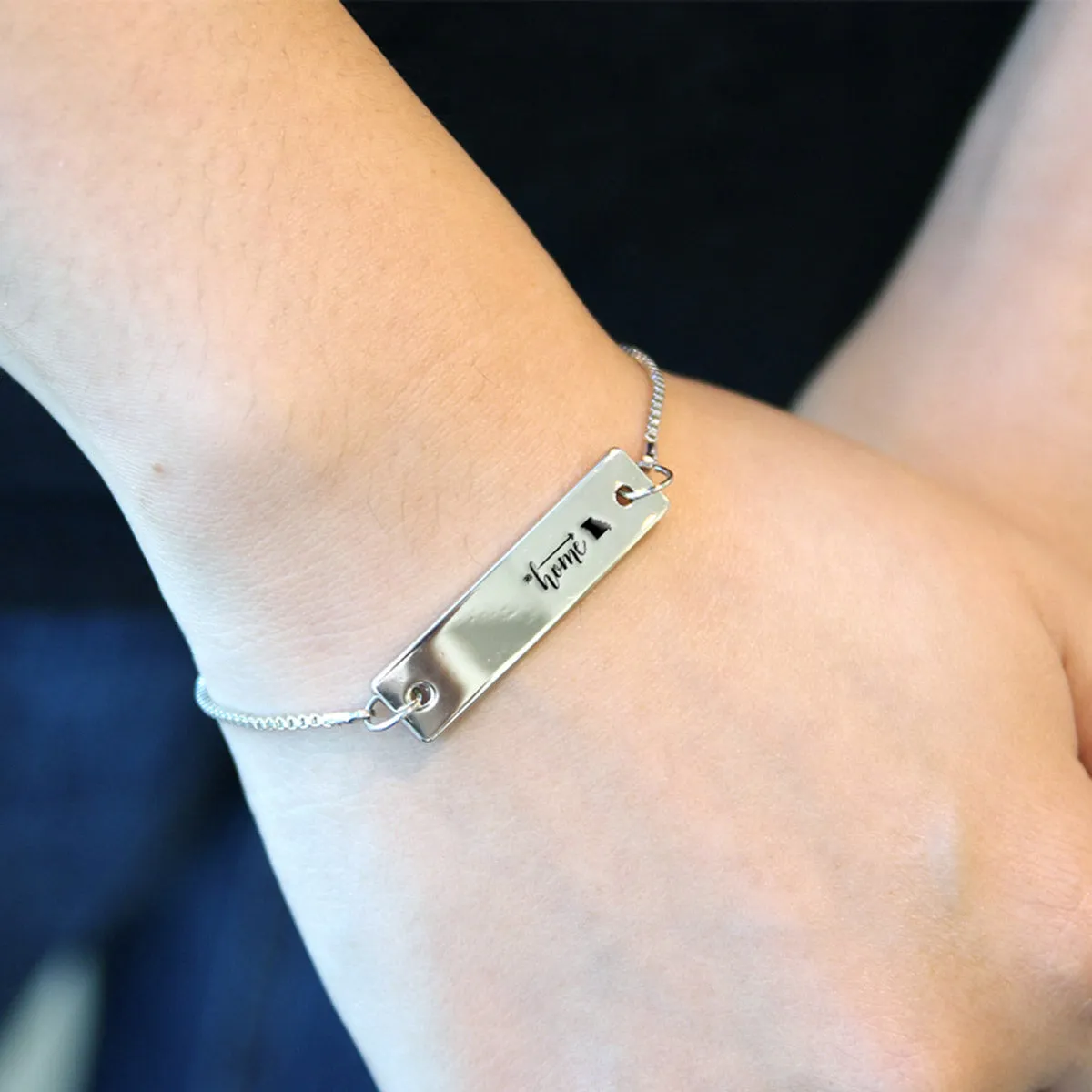 Silver Home is Missouri Adjustable Bar Bracelet