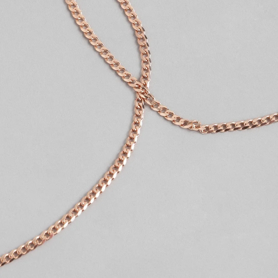 Sleeky Curb Chain 925 Silver Anklet in Rose Gold
