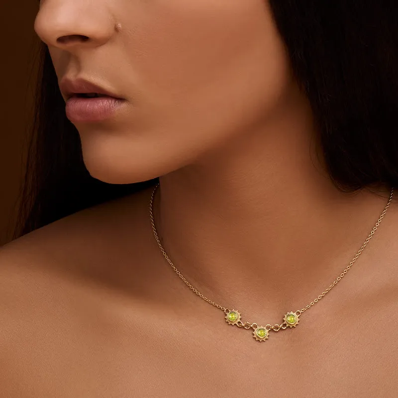Soleil Collar Necklace, Peridot, Gold
