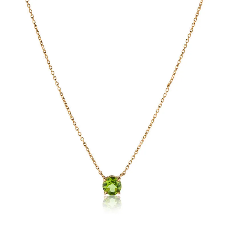 Solitaire Necklace, Peridot, Gold