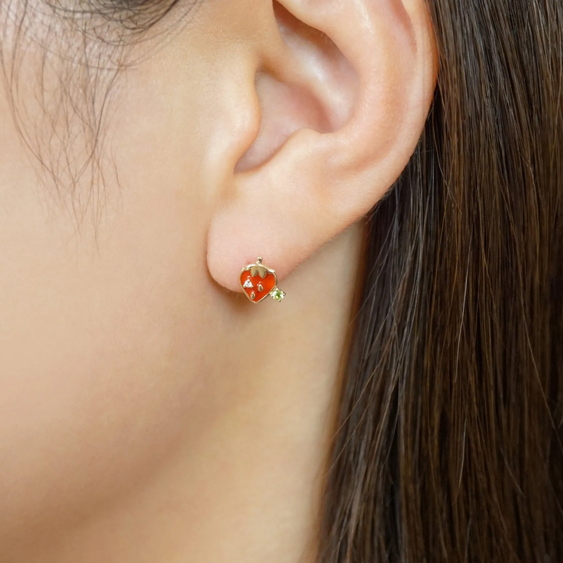 [Solo Earring] 18K/10K Strawberry Single Earring (Yellow Gold)