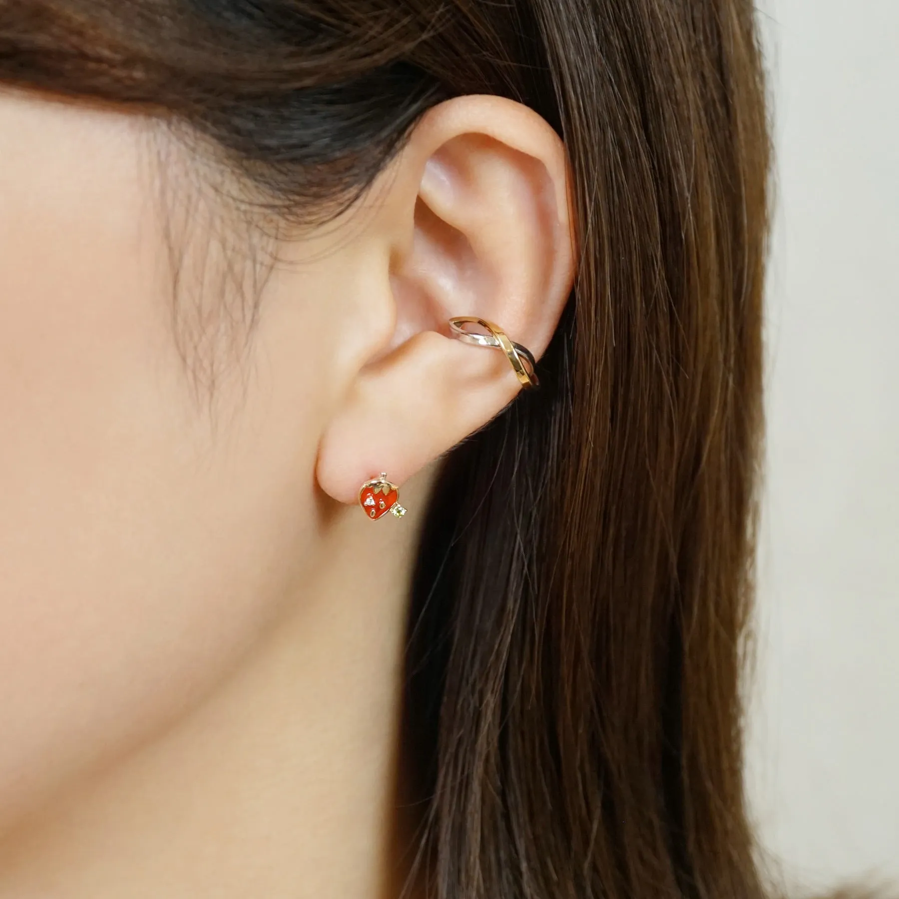 [Solo Earring] 18K/10K Strawberry Single Earring (Yellow Gold)