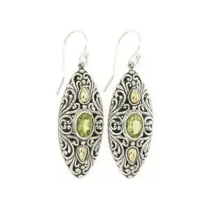 SS/18K MARQUISE SHAPED PERIDOT EARRINGS