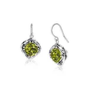 Statement Sterling Silver Peridot CZ Wrap Earrings