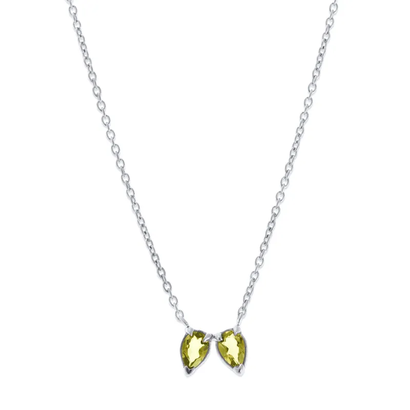 Teardrop Necklace, Peridot, Silver