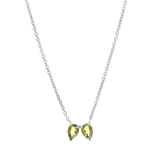 Teardrop Necklace, Peridot, Silver