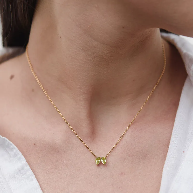 Teardrop Necklace, Peridot, Silver
