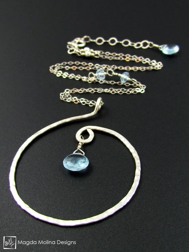 The Hammered Silver or Gold Spiral Necklace