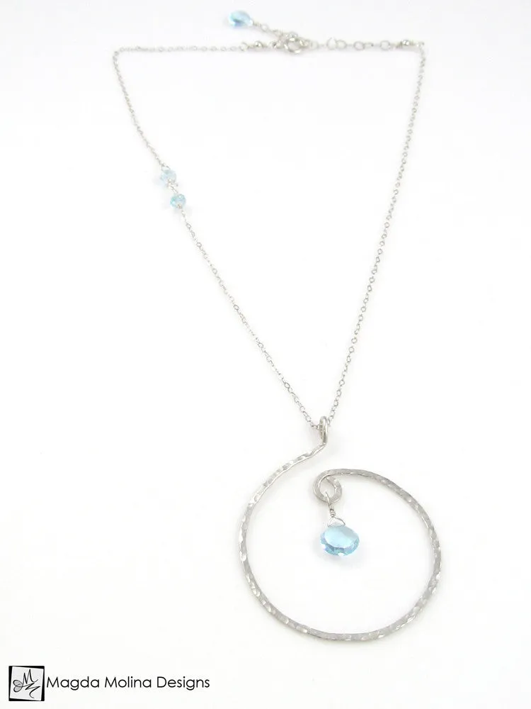 The Hammered Silver or Gold Spiral Necklace