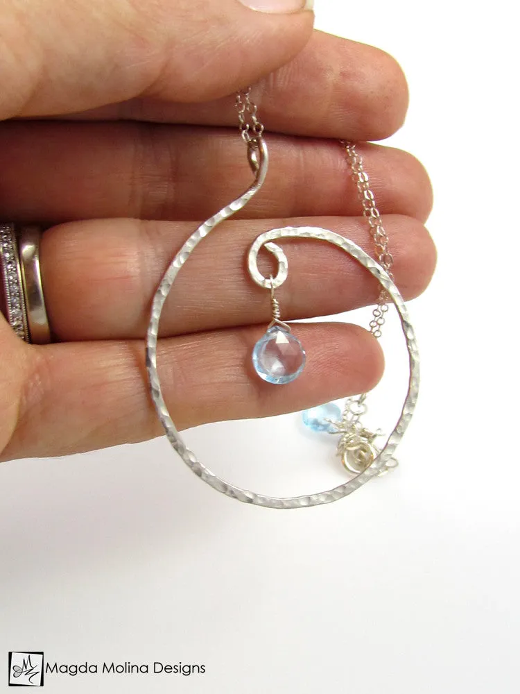 The Hammered Silver or Gold Spiral Necklace