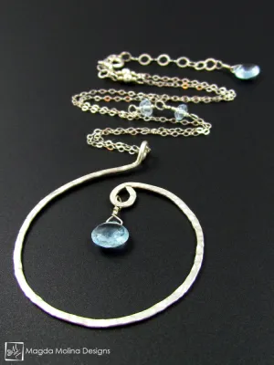 The Hammered Silver or Gold Spiral Necklace