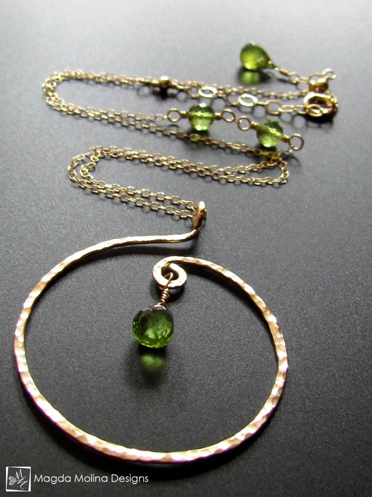 The Hammered Silver or Gold Spiral Necklace