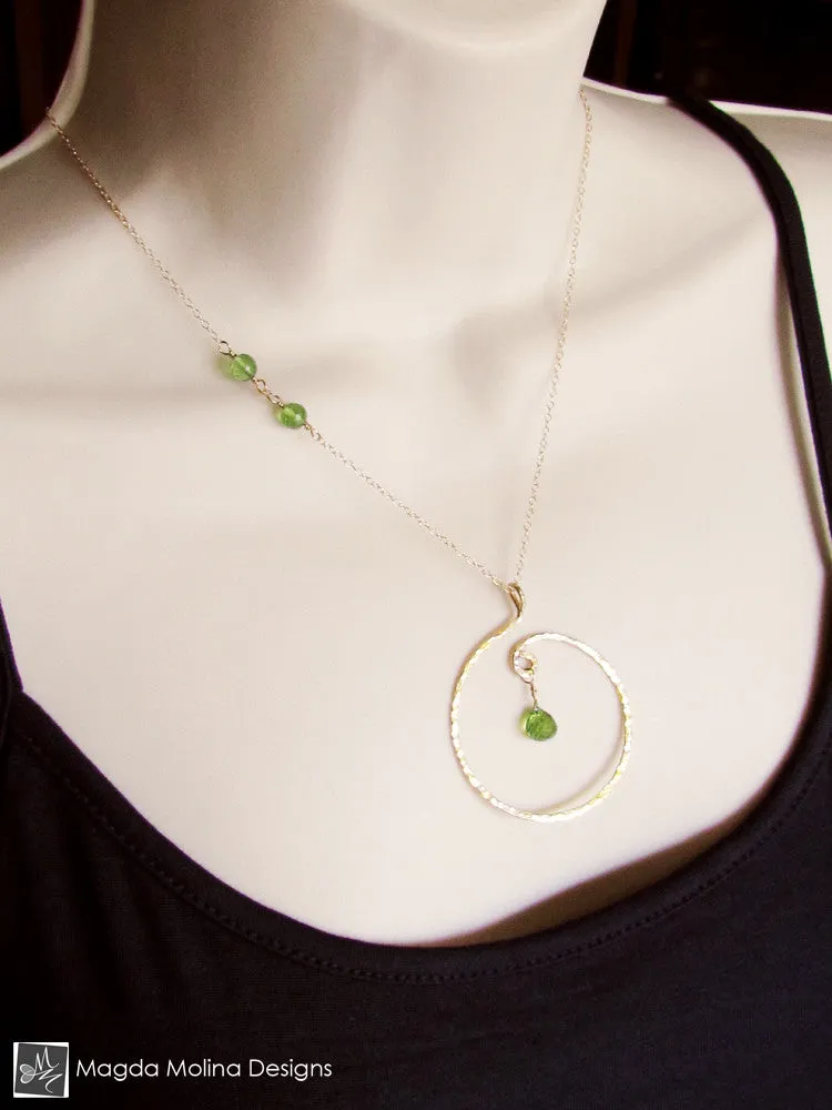 The Hammered Silver or Gold Spiral Necklace