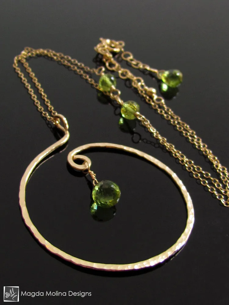 The Hammered Silver or Gold Spiral Necklace