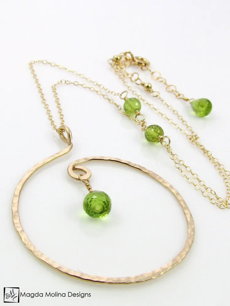 The Hammered Silver or Gold Spiral Necklace