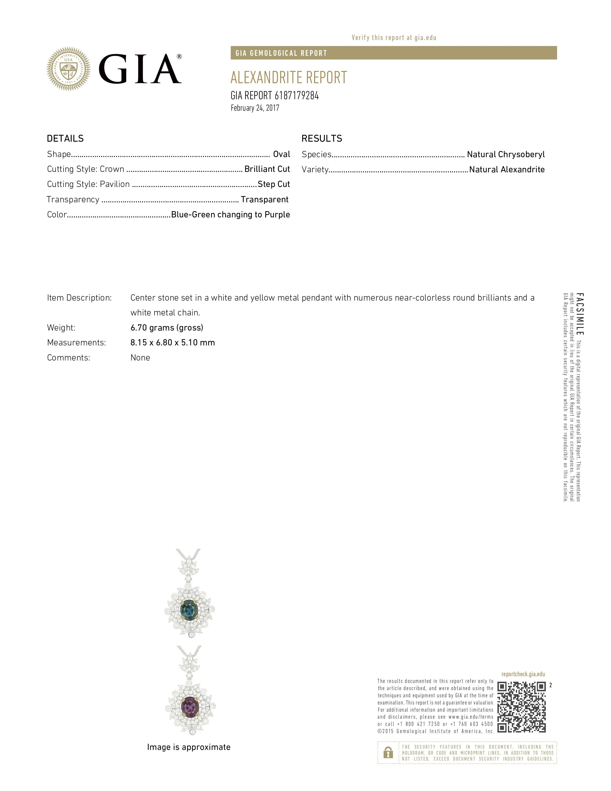 The Magnificent - 18K White Gold Natural Alexandrite Pendant
