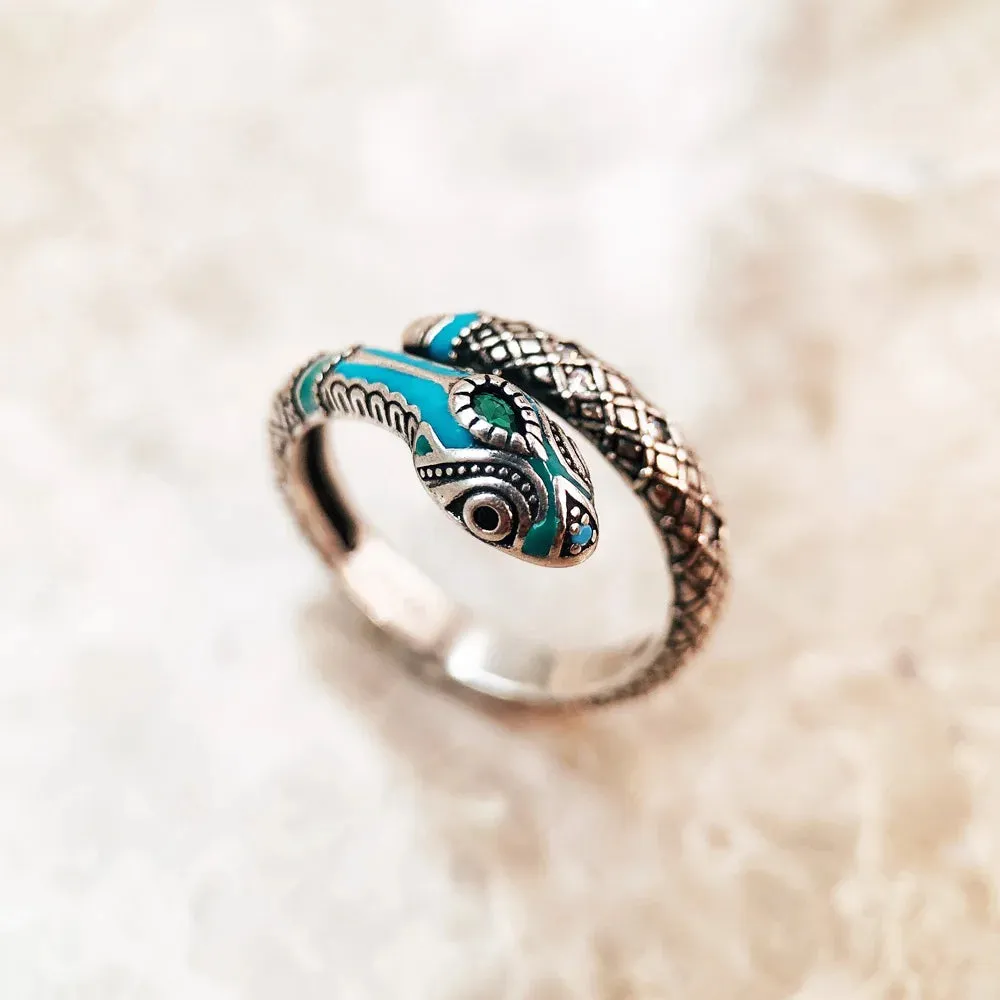 Tropical Mystic Snake Ring - 925 Sterling Silver Boho Jewelry