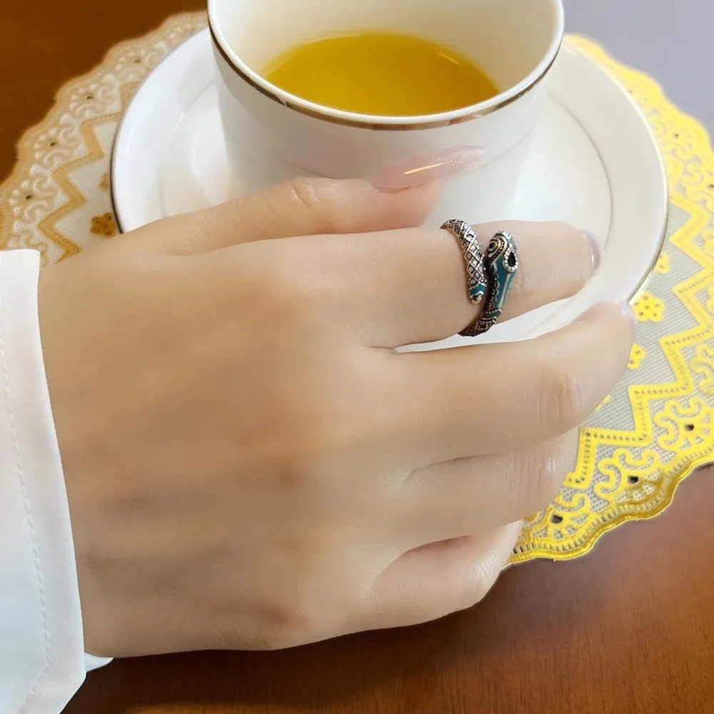 Tropical Mystic Snake Ring - 925 Sterling Silver Boho Jewelry