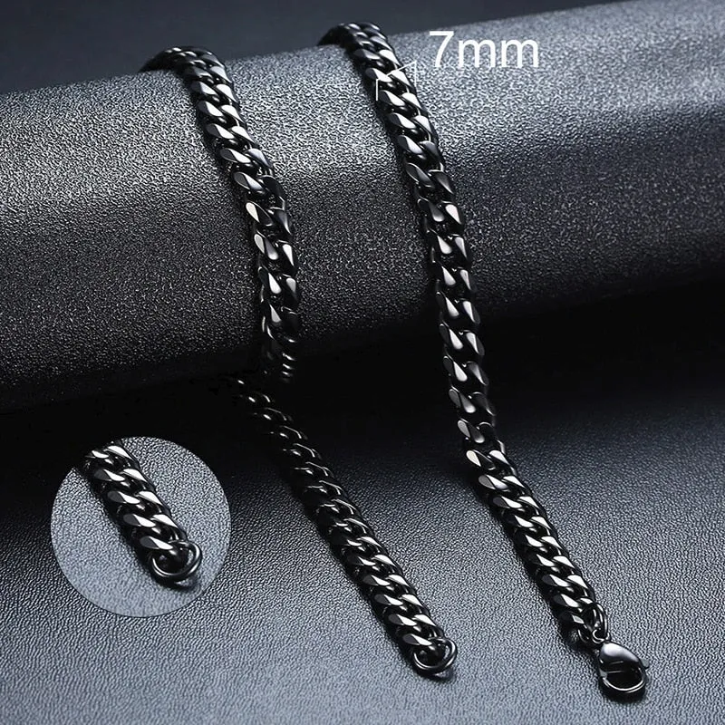Unisex Handmade Vintage Stainless Steel Solid Metal Diamond Cuban Link Chain