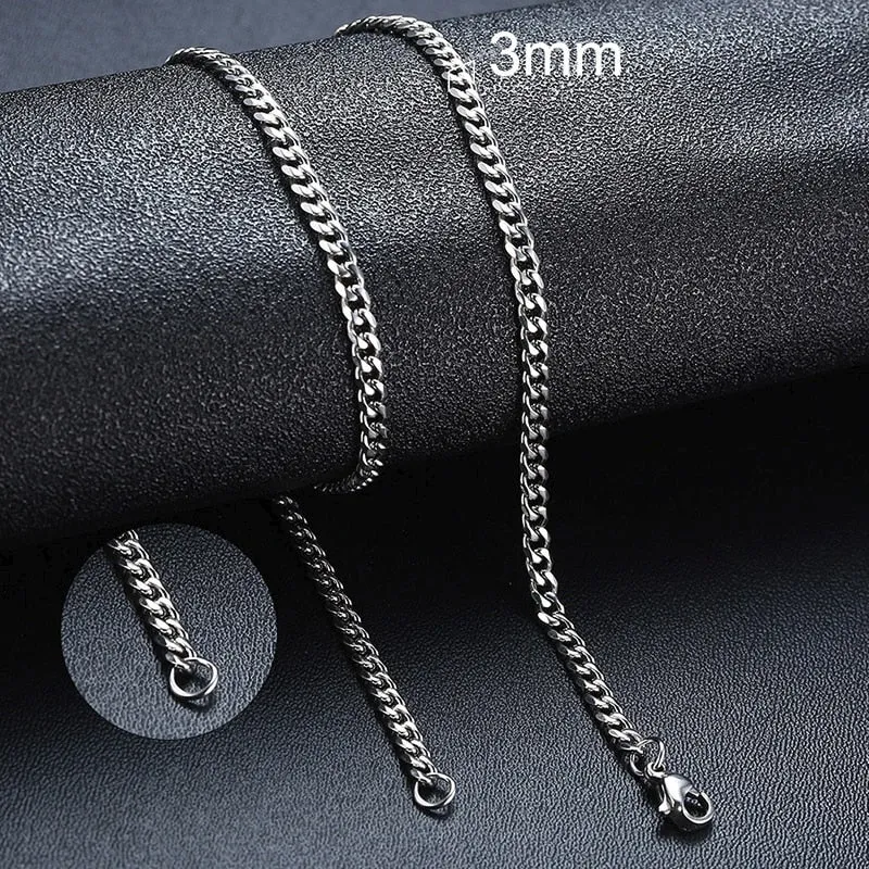 Unisex Handmade Vintage Stainless Steel Solid Metal Diamond Cuban Link Chain