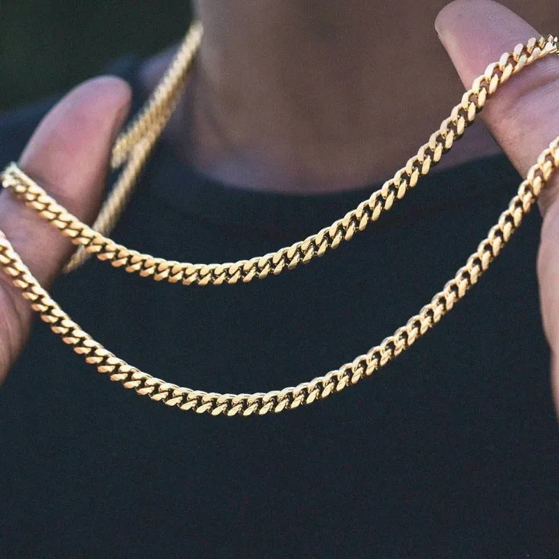 Unisex Handmade Vintage Stainless Steel Solid Metal Diamond Cuban Link Chain