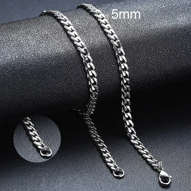 Unisex Handmade Vintage Stainless Steel Solid Metal Diamond Cuban Link Chain