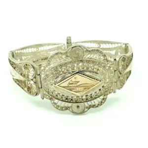 Vintage 1940s Silver Egyptian Filigree Bracelet