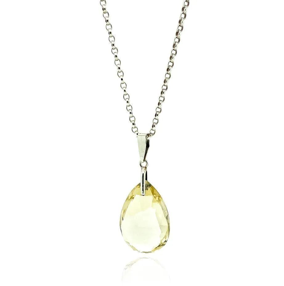 Vintage Art Deco 1930s Citrine Silver Necklace